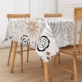 Lofaris Bohemian Abstract Tablecloth with Spirals and Speckles for Eclectic Artistic Dining Room Decor